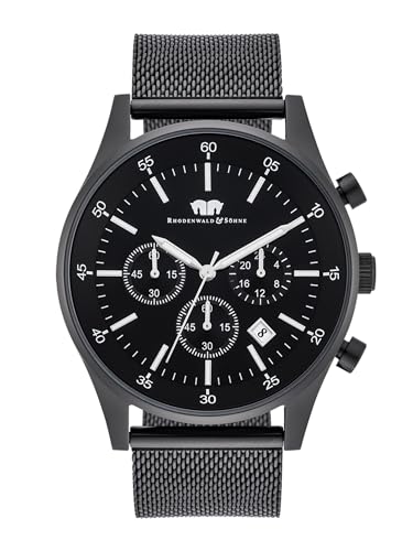 Rhodenwald & Söhne Goodwill Herrenuhr Chronograph Edelstahl schwarz 5 ATM Präzisions-Quarzwerk Edelstahlarmband Milanaise schwarz- Armbanduhr Quarzuhr Rhodenwald & Söhne Goodwill Herrenuhr Chronograph Edelstahl schwarz 5 ATM Präzisions-Quarzwerk Edelstahlarmband Milanaise schwarz- Armbanduhr Quarzuhr von Rhodenwald & Söhne