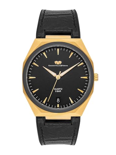 Rhodenwald & Söhne Herren Uhr analog Japan Quarzwerk mit Echtleder/Silikon schwarz Armband 10010353 von Rhodenwald & Söhne