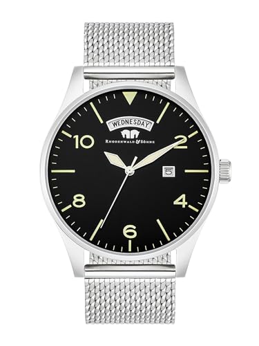 Rhodenwald & Söhne Herren Uhr analog Japan Quarzwerk mit Edelstahl Silber Armband 10010318 von Rhodenwald & Söhne
