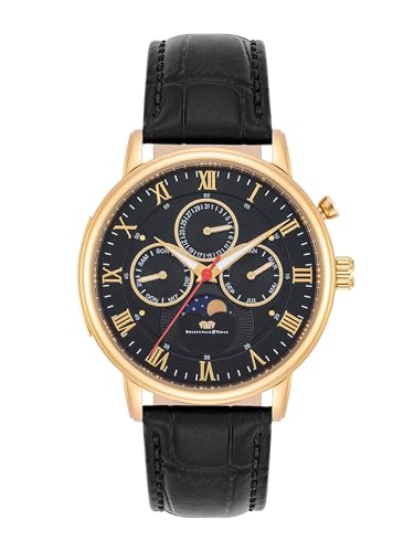 Rhodenwald & Söhne Herren Uhr analog Quarz Multifunktion(en) mit Echtleder Armband schwarz 10010442 von Rhodenwald & Söhne