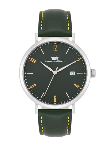 Rhodenwald & Söhne Herren Uhr analog Quarz mit Echtleder Armband dunkelgrün 10010425 von Rhodenwald & Söhne