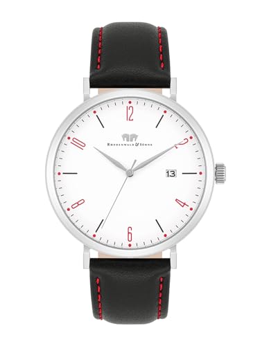 Rhodenwald & Söhne Herren Uhr analog Quarz mit Echtleder Armband schwarz 10010426 von Rhodenwald & Söhne