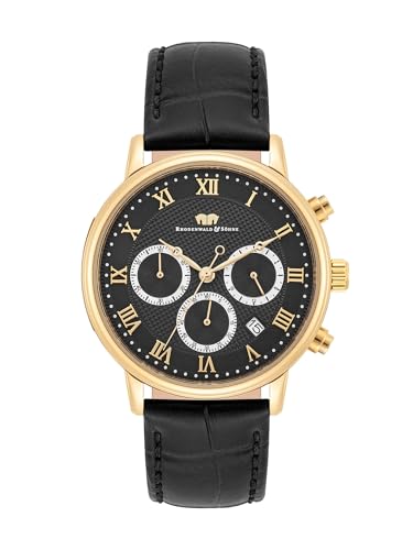 Rhodenwald & Söhne Herren Uhr analog Quarzwerk Chronograph mit Echtleder Armband schwarz 10010458 von Rhodenwald & Söhne
