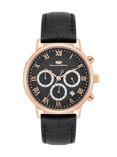 Rhodenwald & Söhne Herren Uhr analog Quarzwerk Chronograph mit Echtleder Armband schwarz 10010459 von Rhodenwald & Söhne