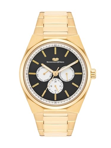 Rhodenwald & Söhne Herren Uhr analog Quarzwerk Multifunktion(en) mit Edelstahl Armband gelbgold 10010474 von Rhodenwald & Söhne