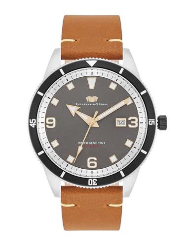 Rhodenwald & Söhne Herren Uhr analog Quarzwerk Quarzuhr mit Echtleder Armband braun anthrazit 10010452 von Rhodenwald & Söhne