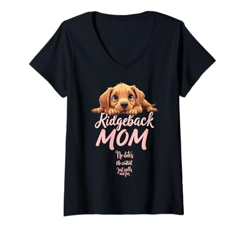 Damen Lustiges Ridgeback Mom Dog Rhodesian Ridgeback Mama Humor Zitat T-Shirt mit V-Ausschnitt Damen Lustiges Ridgeback Mom Dog Rhodesian Ridgeback Mama Humor Zitat T-Shirt mit V-Ausschnitt von Rhodesian Ridgeback Fun Designs
