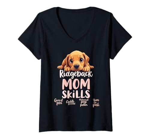 Damen Lustiges Ridgeback Mom Dog Rhodesian Ridgeback Mama Humor Zitat T-Shirt mit V-Ausschnitt Damen Lustiges Ridgeback Mom Dog Rhodesian Ridgeback Mama Humor Zitat T-Shirt mit V-Ausschnitt von Rhodesian Ridgeback Fun Designs