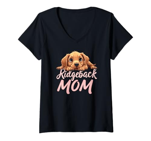 Damen Ridgeback Mama Hund Rhodesian Ridgeback Mama Süßer Welpe T-Shirt mit V-Ausschnitt Damen Ridgeback Mama Hund Rhodesian Ridgeback Mama Süßer Welpe T-Shirt mit V-Ausschnitt von Rhodesian Ridgeback Fun Designs