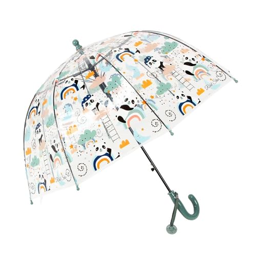 Rhomba Klar Transparente Blase Clear Bubble Umbrella for Children Lightweight Cute 8 Fibre Ribs Cute Dome See Through Perfect for Walking Kids Umbrella for Child (Panda) von Rhomba