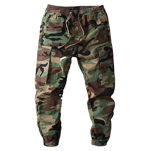 Rhomba Herren Hose Frühling Sommer Camouflage Elastische Taille Mit Kordelzug Sport Cargo Hosen Herren Outdoorhose Herren Modern Sporthosen Herren A-Camo1 M von Rhomba