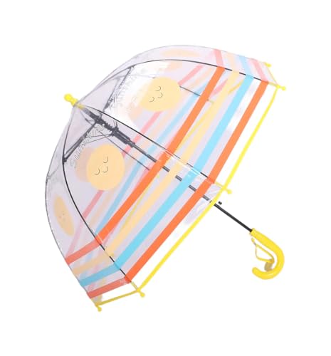 Rhomba Clear Bubble Transparent Umbrella for Children Lightweight Cute 8 Fibre Ribs Cute Dome See Through Child Perfect for Walking, Safety Kids Umbrella for Toddlers Boys Girls (Gelber Regenbogen) von Rhomba