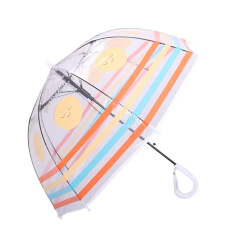 Rhomba Clear Bubble Transparent Umbrella for Children Lightweight Cute 8 Fibre Ribs Cute Dome See Through Child Perfect for Walking, Safety Kids Umbrella for Toddlers Boys Girls (Weißer Regenbogen) von Rhomba