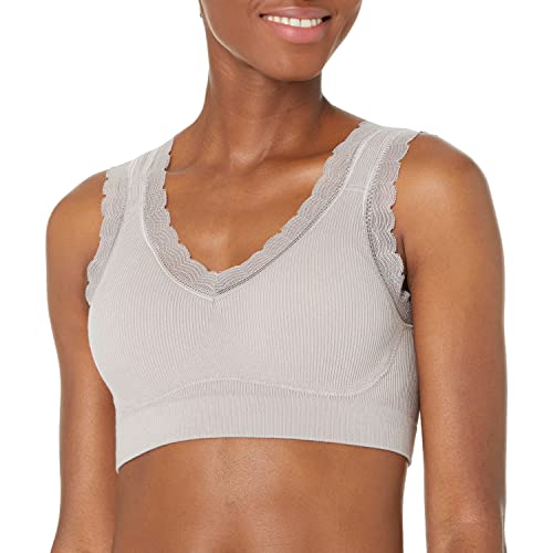 Rhonda Shear Damen Ribbed Leisure Bra with Lace Detail BH, Undurchsichtige, GRAU, Large von Rhonda Shear