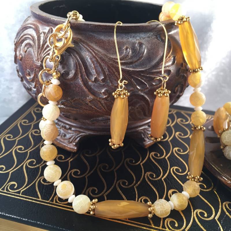 Achat Ohrringe; Schöne Tropfen Edelsteinperlen, Sunshine Yellow Rice Facettierte Perlen von RhondaBJeweled