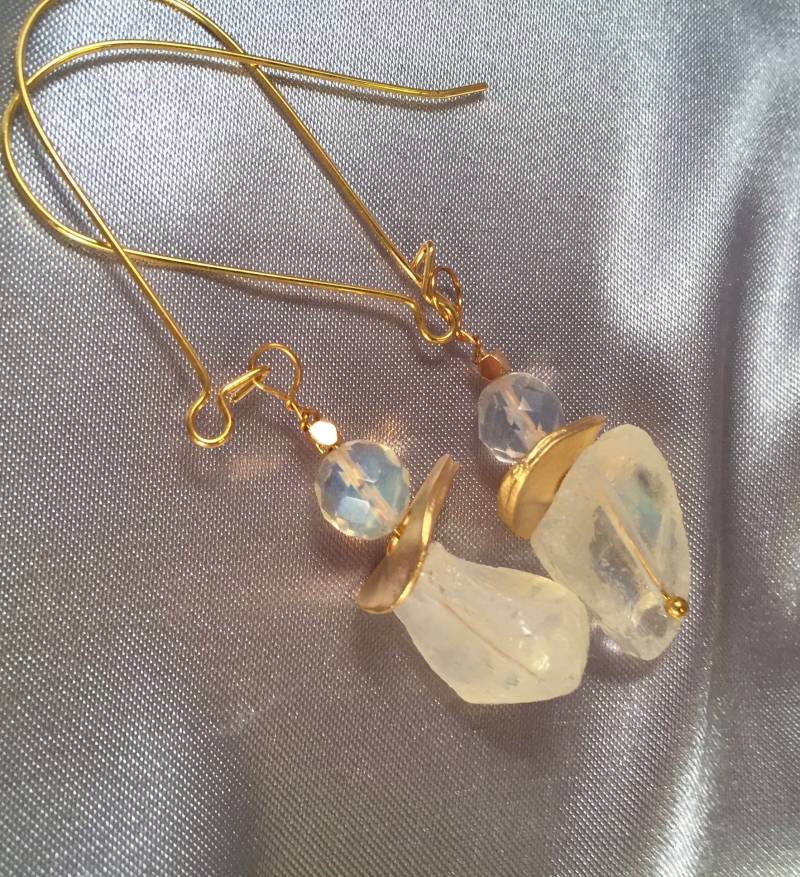 Citrin Ohrringe, Ananas Quarz, Ohrringe Edelstein Chunky Perlen, 14K Niere Ohr Drähte von RhondaBJeweled