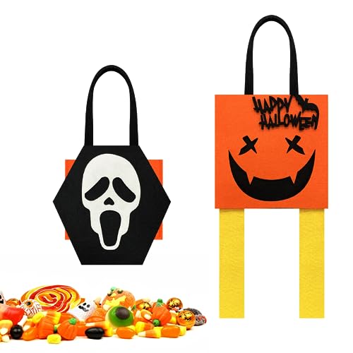 Rhsemi 2pcs Halloween Süßigkeiten Beutel mit Griff,Halloween Partytüten aus Stoff für Geschenke,Mitgebsel,Süßigkeiten,Trick or Treat,Halloween -Goodie -Tüten - wiederverwendbare von Rhsemi