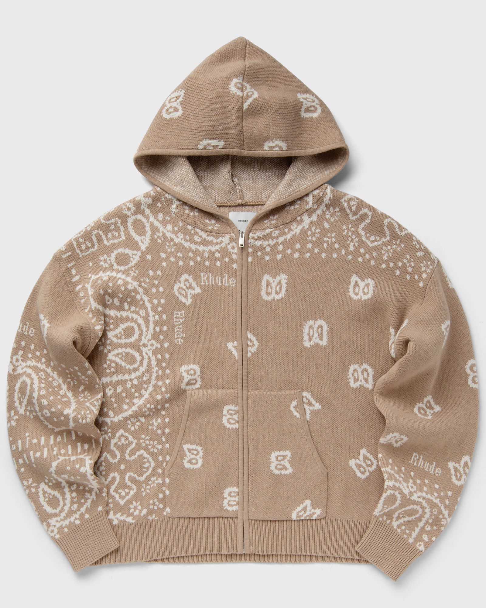 RHUDE BANDANA KNIT ZIP-UP men Hoodies|Zippers beige in Größe:M von Rhude