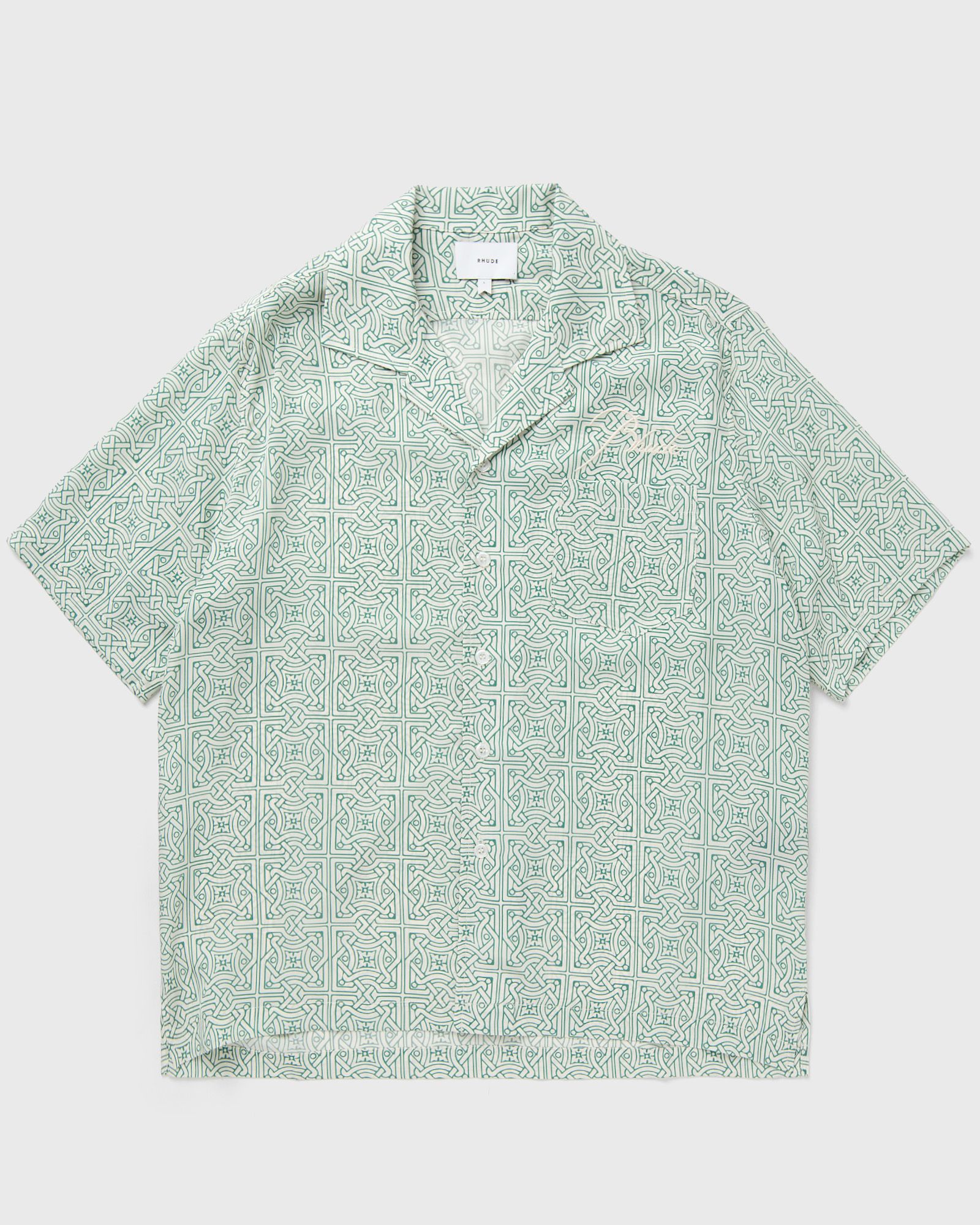 Rhude CRAVAT SILK SHIRT men Shortsleeves green in Größe:XL von Rhude