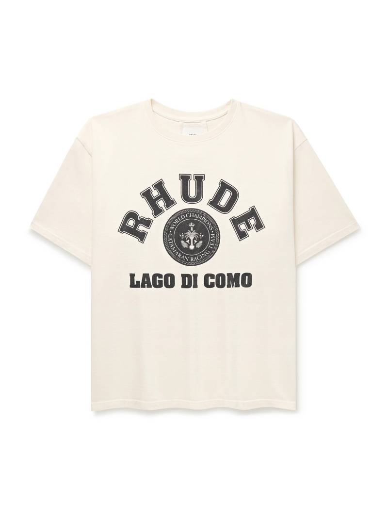 Rhude - Como 1907 Lago di Como Logo-Print Cotton-Jersey T-Shirt - Men - Neutrals - XXL von Rhude