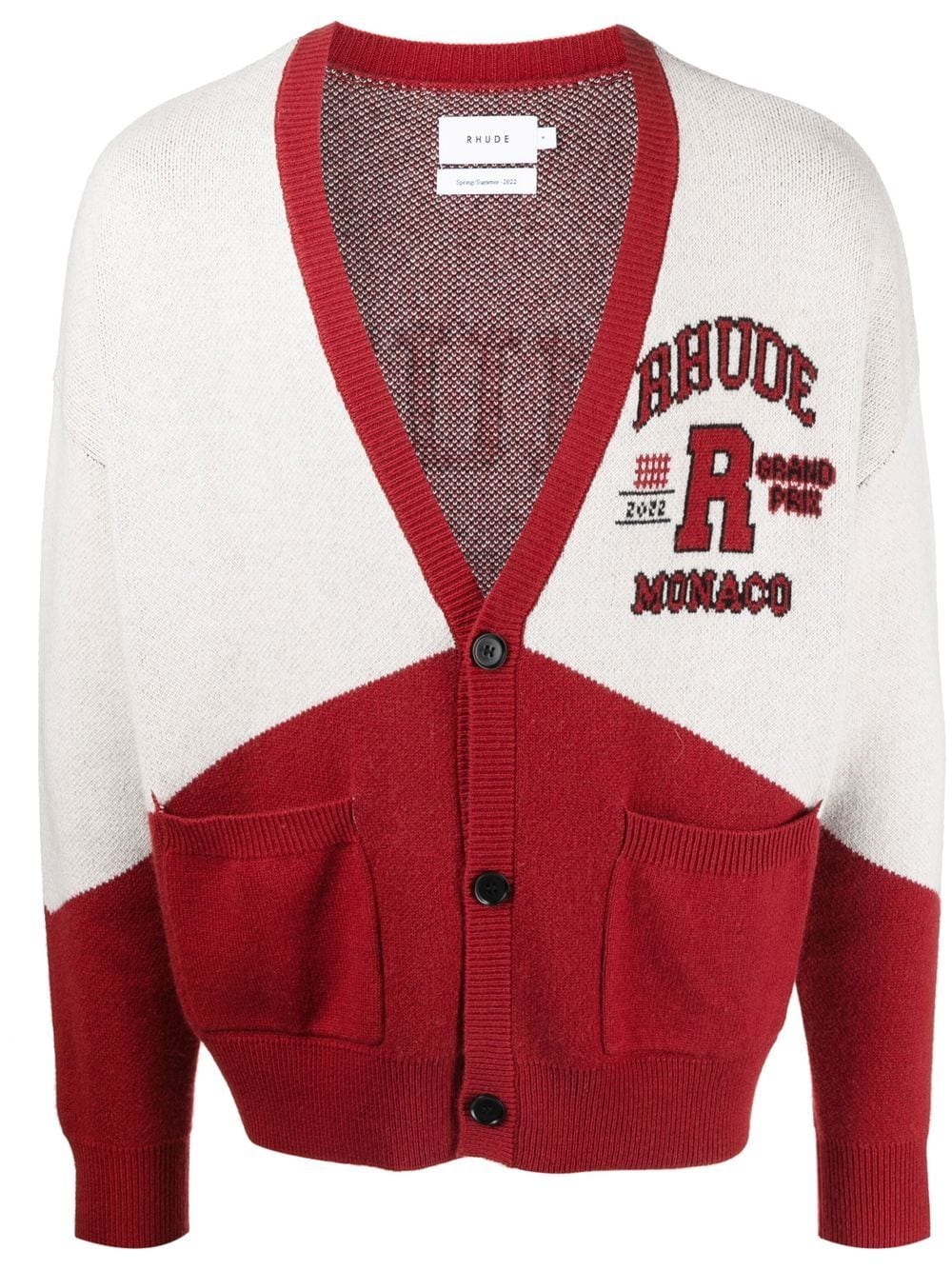 RHUDE Grand Prix Cardigan aus Kaschmir-Merinowollgemisch - Rot von RHUDE