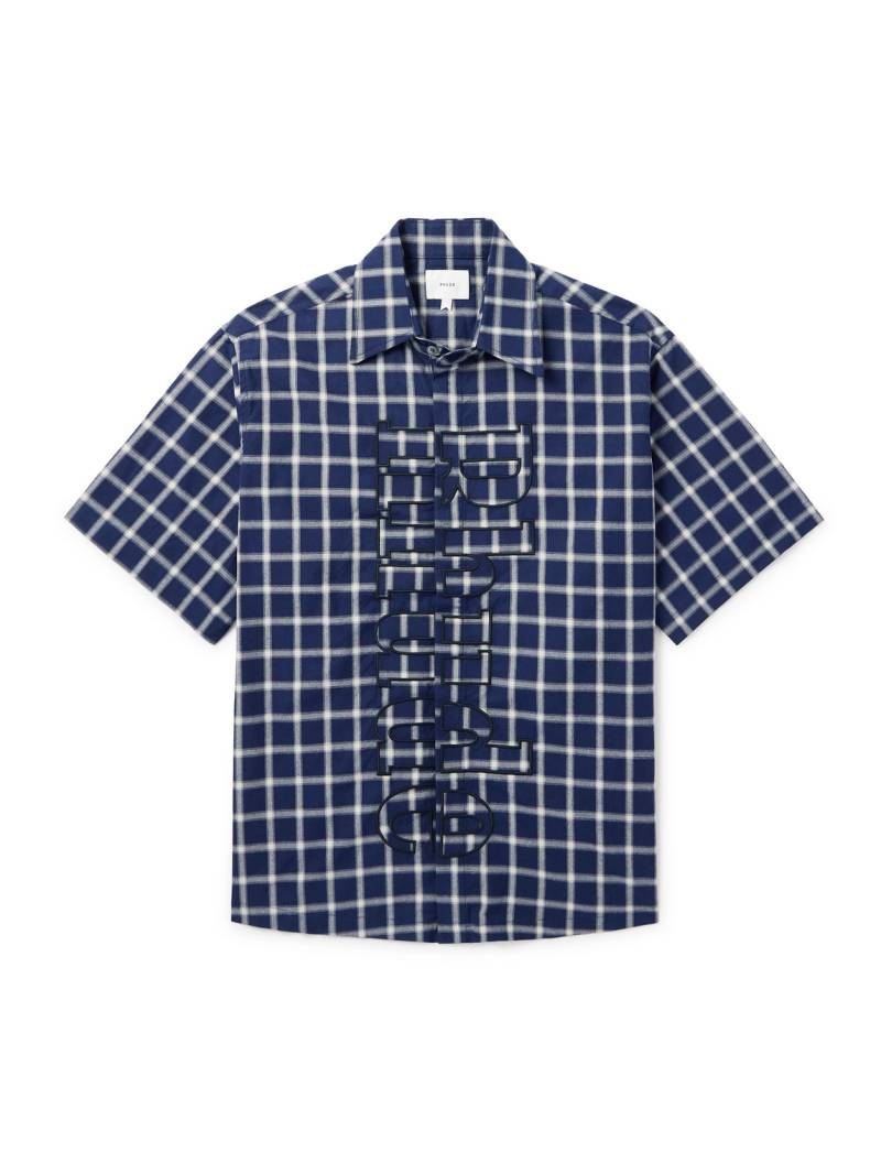 Rhude - Logo-Embroidered Checked Cotton-Poplin Shirt - Men - Blue - XS von Rhude