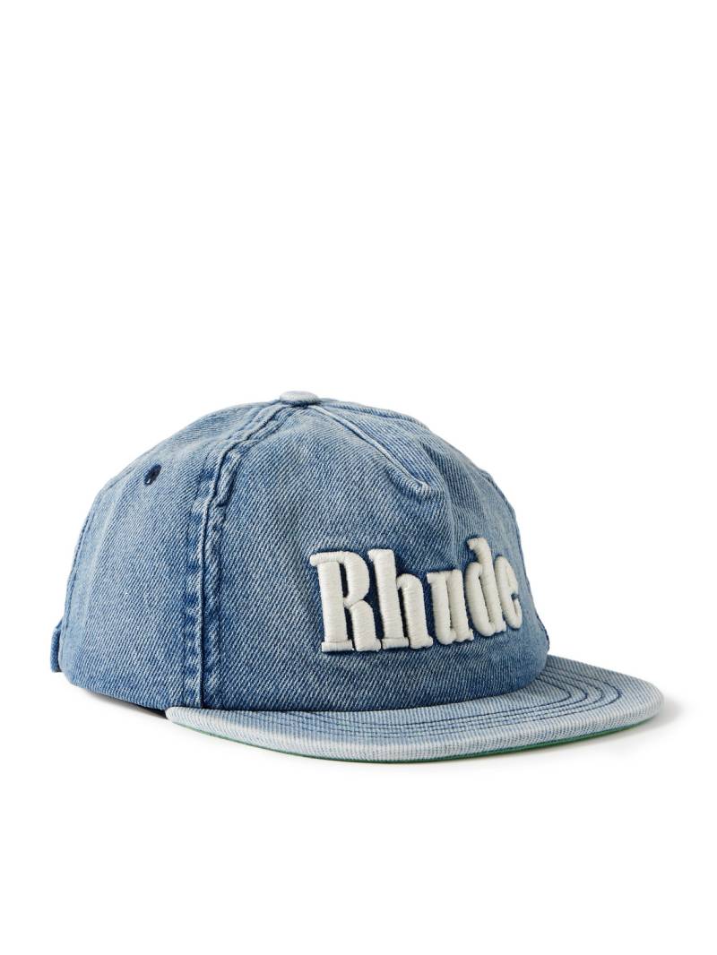 Rhude - Logo-Embroidered Denim Baseball Cap - Men - Blue von Rhude