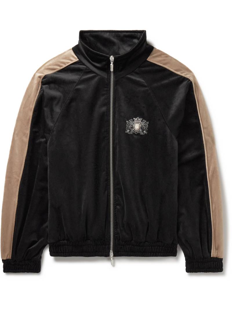 Rhude - Logo-Embroidered Striped Velour Track Jacket - Men - Black - XL von Rhude