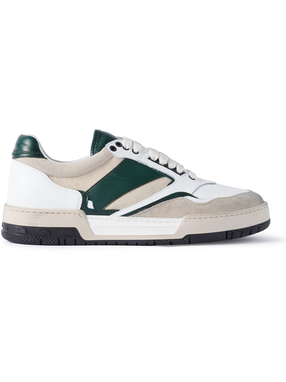Rhude - Racing Distressed Suede and Leather Sneakers - Men - White - US 7 von Rhude