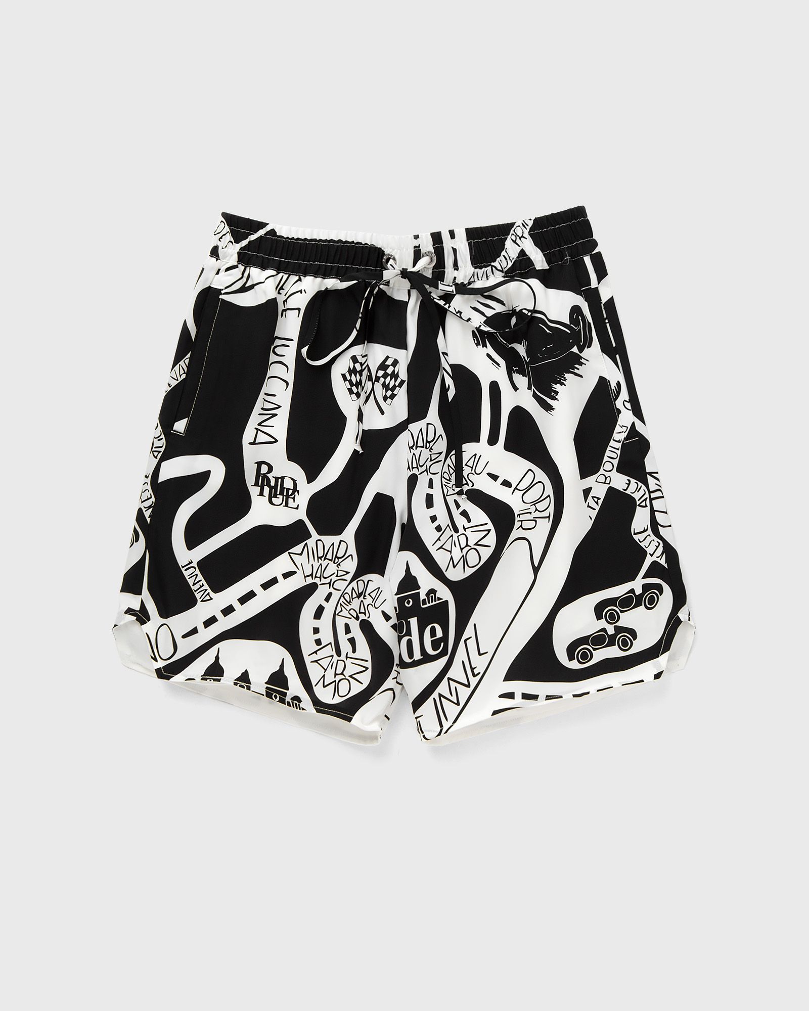 Rhude STRADA SILK SHORT men Casual Shorts black|white in Größe:L von Rhude