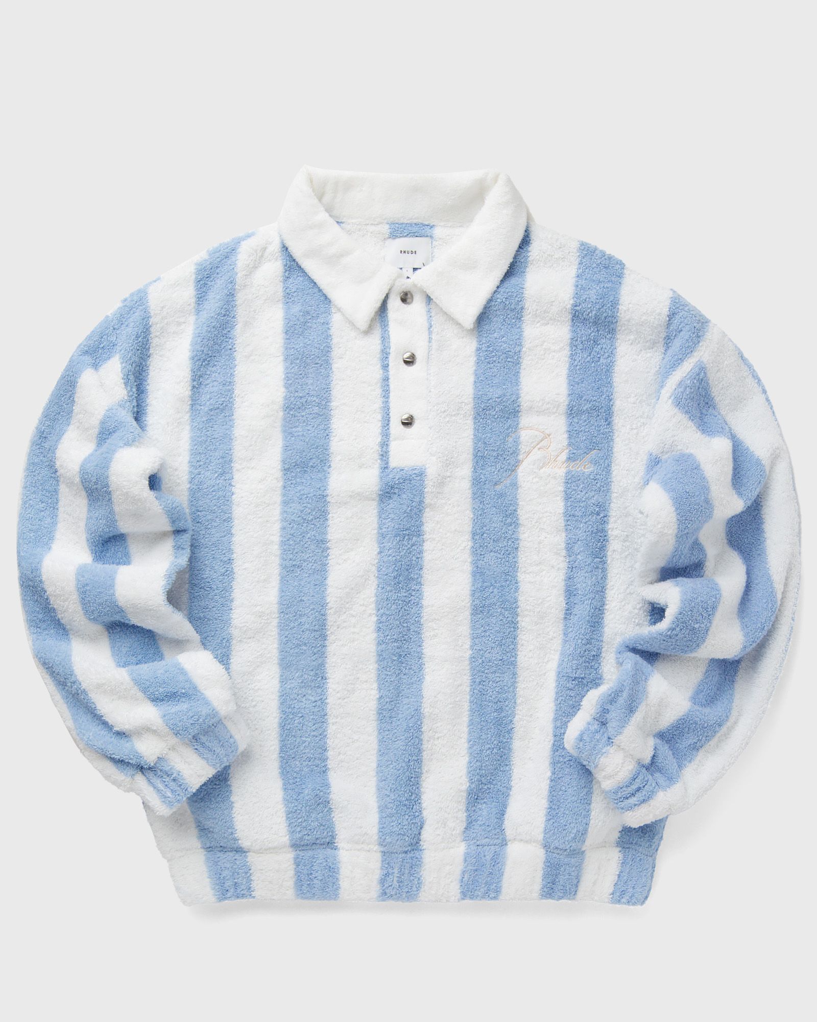 Rhude STRIPED LOOP TERRY POLO men Polos white in Größe:XL von Rhude