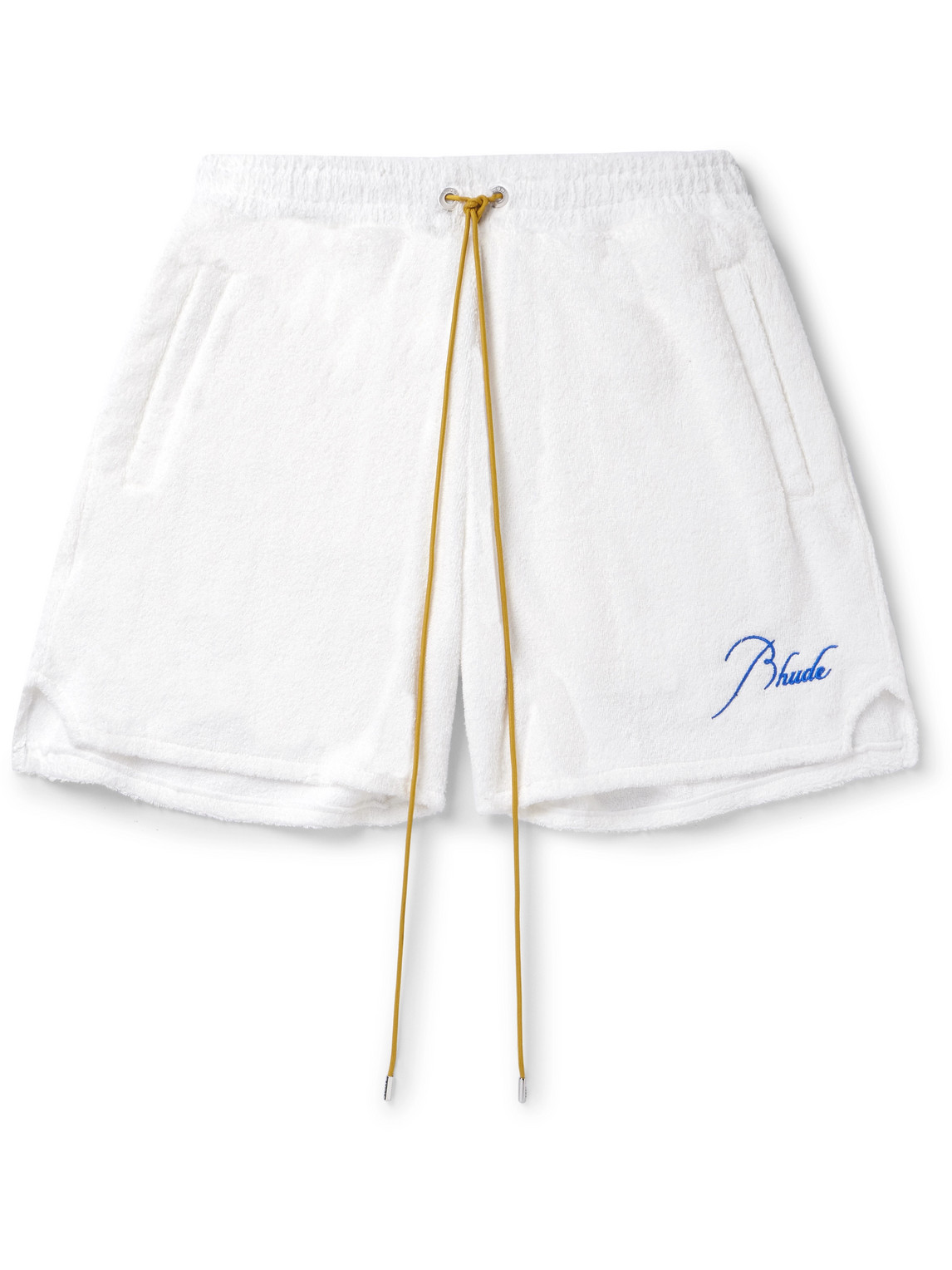 Rhude - Straight-Leg Logo-Embroiderd Cotton-Fleece Shorts - Men - White - XXL von Rhude
