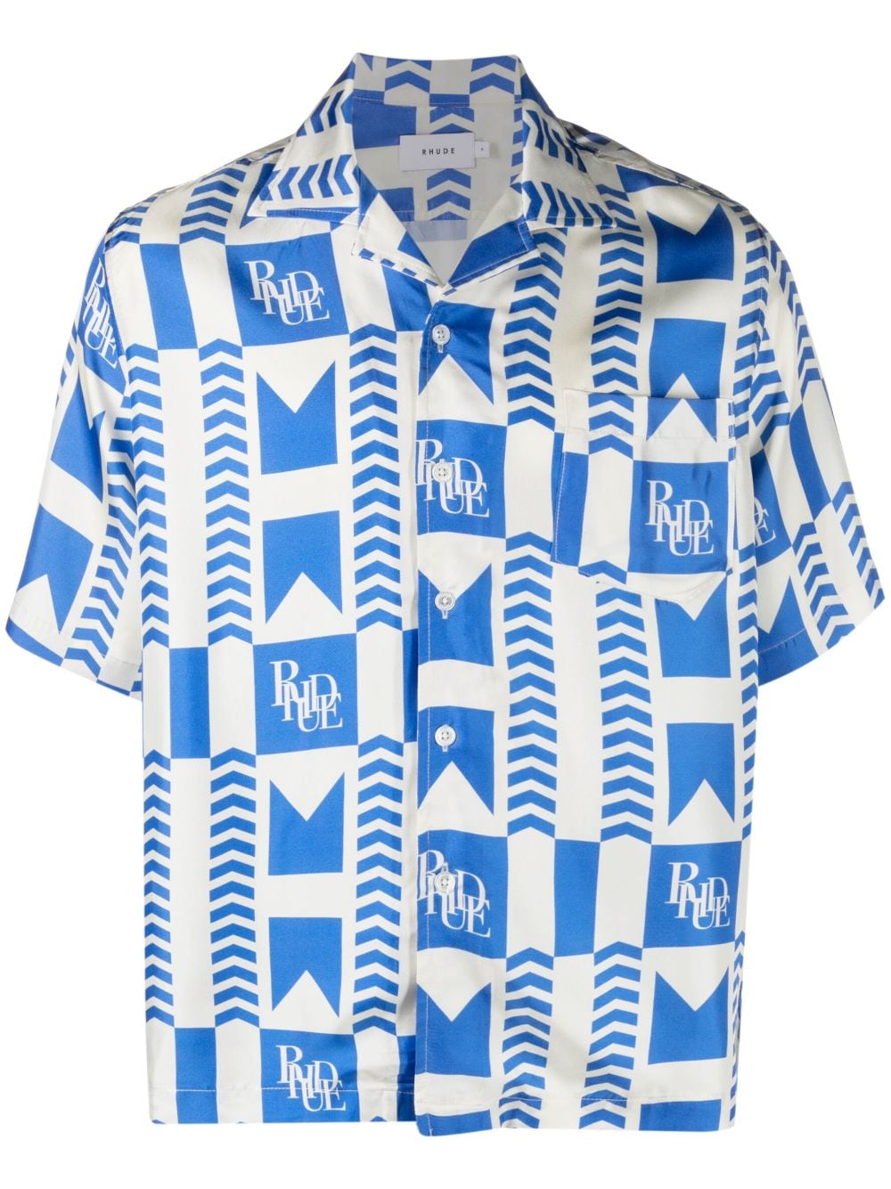 RHUDE Seidenhemd mit grafischem Print - Blau von RHUDE