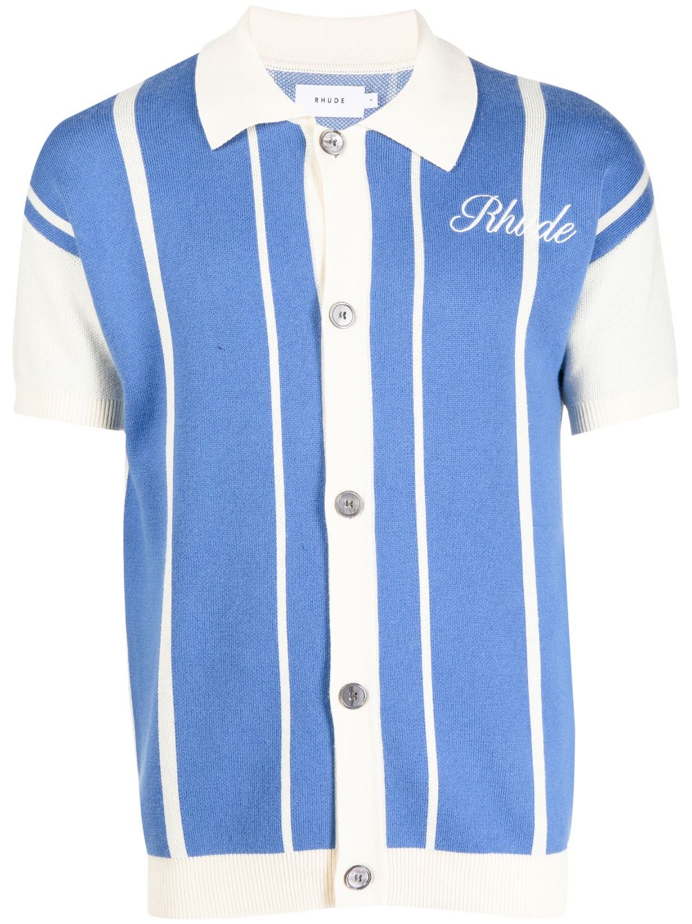 RHUDE Gestreiftes Poloshirt mit Logo-Stickerei - Blau von RHUDE