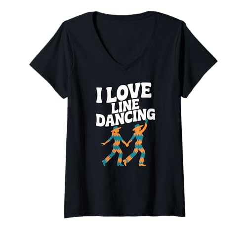 Damen Ich Liebe Line Dancing, lustige Country-Moves T-Shirt mit V-Ausschnitt Damen Ich Liebe Line Dancing, lustige Country-Moves T-Shirt mit V-Ausschnitt von Rhythm Country Western Dance Passion