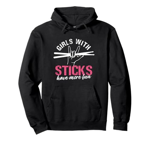 Lustiges Schlagzeugdesign für Mädchen mit Stöcken Pullover Hoodie von Rhythm & Rock Vibes