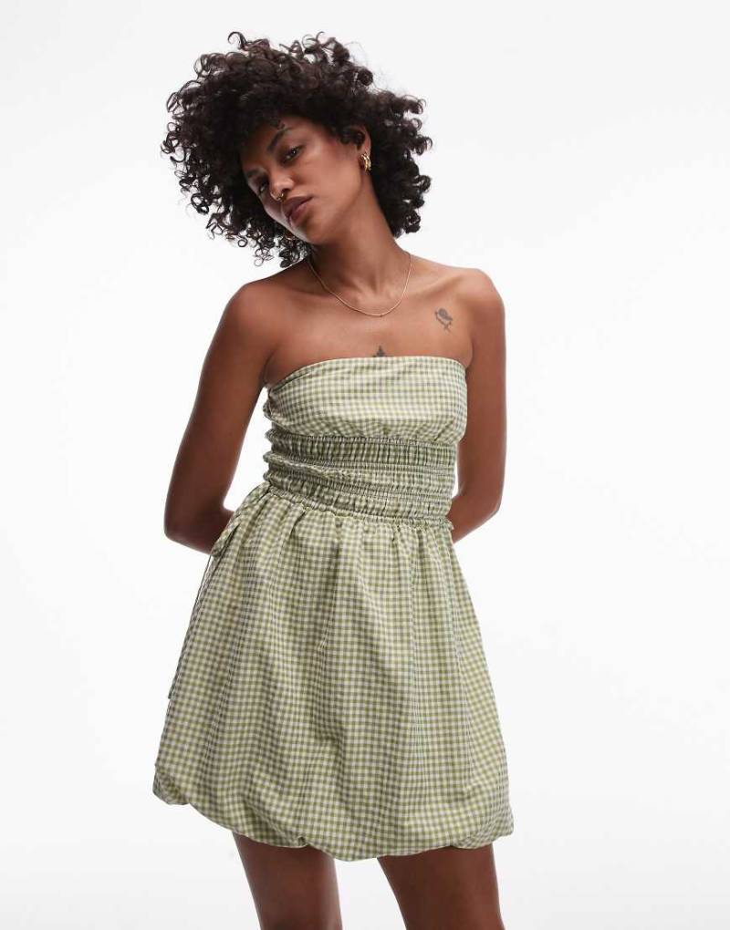 Rhythm - Lana- Minikleid in Grün mit Vichy-Karo und Ballonsaum von Rhythm