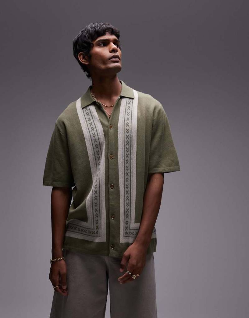 Rhythm - Loma - Kurzärmliges, gestricktes Hemd in Grün von Rhythm