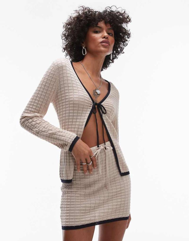 Rhythm - Seaside - Langärmliges Strickoberteil in Hellbeige mit kontrastierendem Design, Kombiteil-Neutral von Rhythm