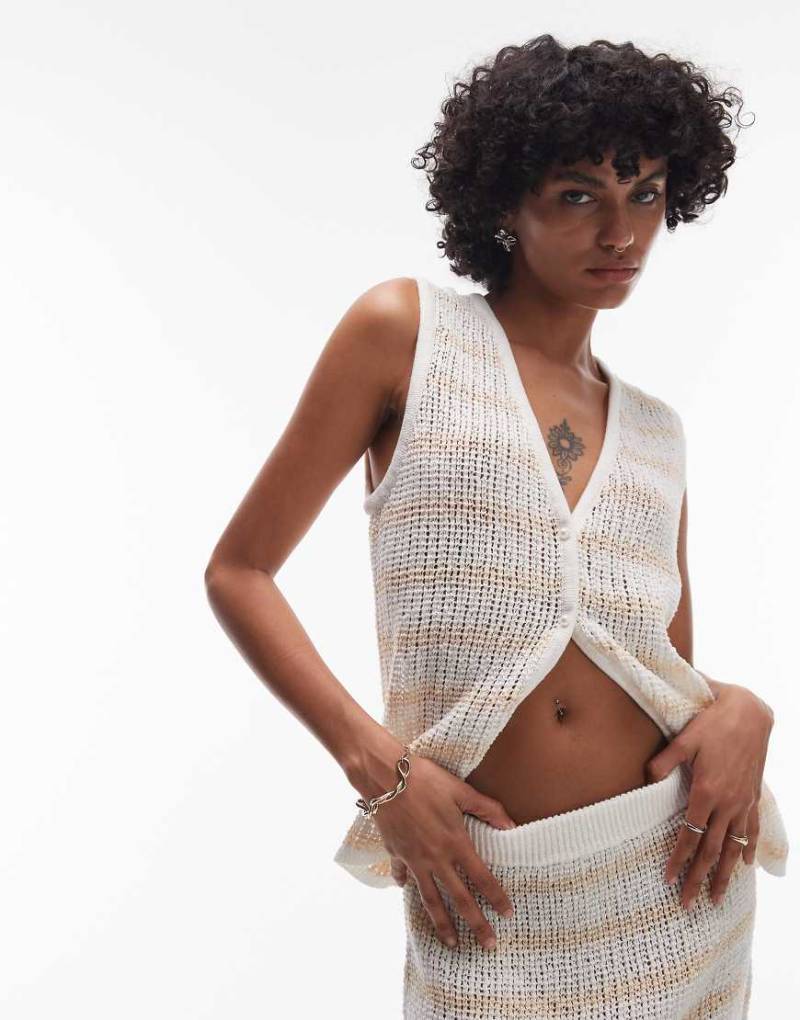 Rhythm - Sol - Gestricktes Longline-Trägertop in gestreiftem Cremeweiß, Kombiteil von Rhythm