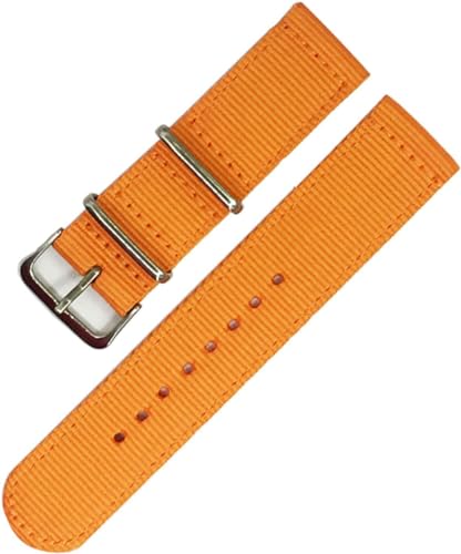 RiJpex Nylon-Uhrenarmband, Canvas-Uhrenarmband, NATO-Armband 18 mm/20 mm/22 mm/24 mm Uhrenarmband, silberne Schnalle, Canvas-Uhrenarmband, Uhrenzubehör (Color : Orange, Size : 18mm) von RiJpex