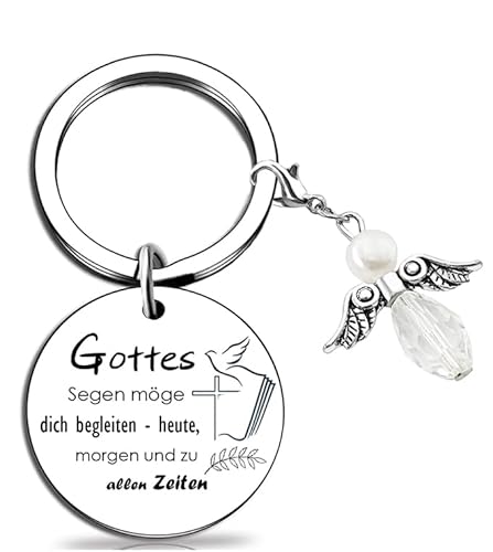 RiTeDei Christliche Schlüsselanhänger Schutzengel Geschenk Konfirmation Geschenke für Mädchen Jungen Familie Freunde Firmung Kommunion Erstkommunion Taufe Kreuz Bible Inspirierende Geschenke von RiTeDei