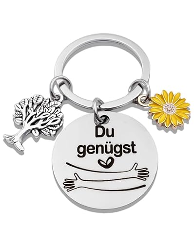 RiTeDei Inspirierender Schlüsselanhänger Du Genügst Abschiedsgeschenk Mutmacher Geschenk für Geburtstag Kollegen Freunde Frauen Freundin von RiTeDei