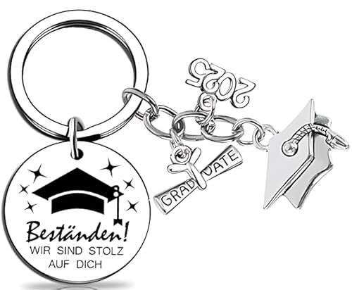 RiTeDei Prüfung Bestanden Geschenk Schlüsselanhänger Abitur 2025 Geschenke Bachelor Abschlussgeschenk für Frauen Herren Freund Master von RiTeDei