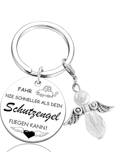 RiTeDei Schlüsselanhänger Auto Schutzengel Führerschein Bestanden Geschenk Fahr Vorsichtig Führerscheinprüfung für Männer Frauen Ihn Freund Ehemann Vater Papa von RiTeDei