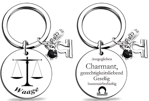 Sternzeichen Schlüsselanhänger Sternbilder Schlüsselanhänger Zodiac Geschenk für Männer Frauen Geburtstag Schulabschluss Jahrestag Weihnachten Erntedankfest Halloween (Waage) von RiTeDei
