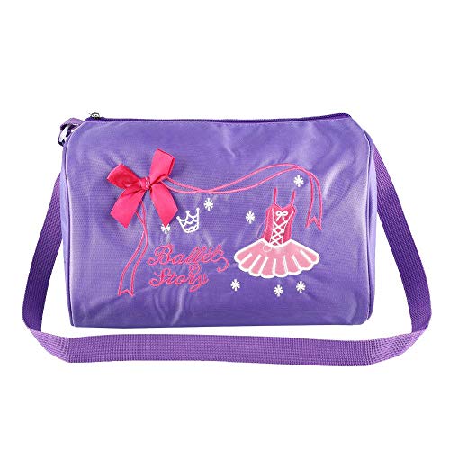 RiToEasysports Kinder Balletttasche, Girl Dance Umhängetasche Bestickte Tasche mit verstellbarem Riemen und einfachem Reißverschluss für Ballett, Tanz, Basketball(lila) Sportausrüstung von RiToEasysports