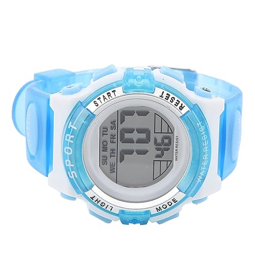 RiToEasysports Digitale Chronographenuhr, Mädchen-Studentin, Elektrisch, Wasserdicht, PU-Armband für Schwimmsport, mit Buntem Nachtlicht-Alarm (Blau) von RiToEasysports