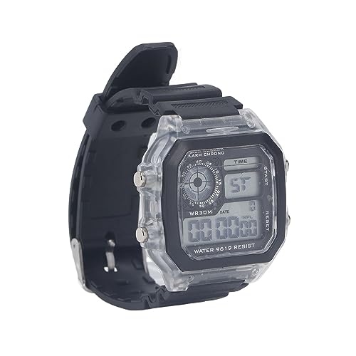 RiToEasysports Elektronische Sportuhr, 12 24 Stunden wasserdichte Digitale Armbanduhr mit Leuchtender Alarm-Timing-Funktion (Transparent) von RiToEasysports