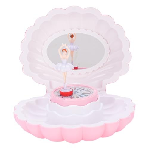 RiToEasysports Meerjungfrau Sirene Sea Maiden Musical Schmuckschatulle mit 8 Melodien Tanz Mädchen Bunte Lichter Muschel Design für Mädchen Geschenke Aufbewahrung Aufbewahrung (Rosenate) von RiToEasysports